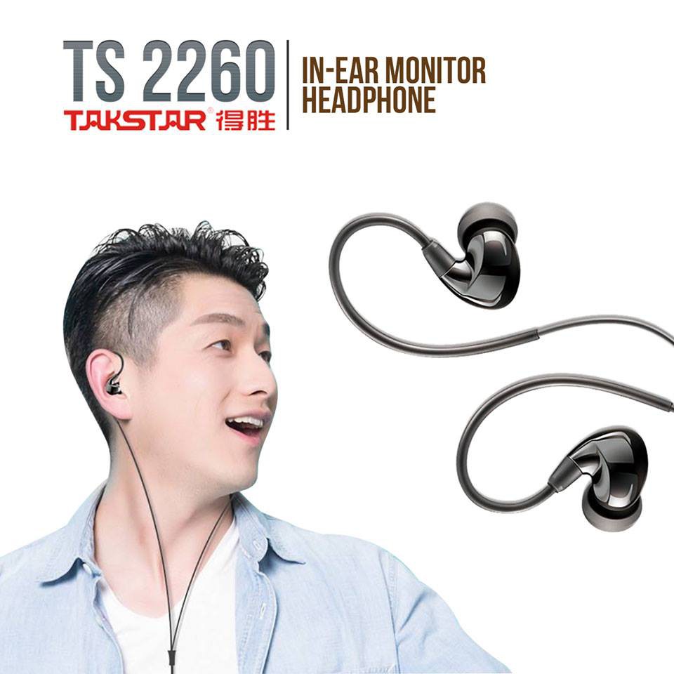 Tai nghe kiểm âm Takstar TS-2260, tai nghe nhét tai, dây dài 1.2m, tặng kèm jack nối, hàng chính hãng