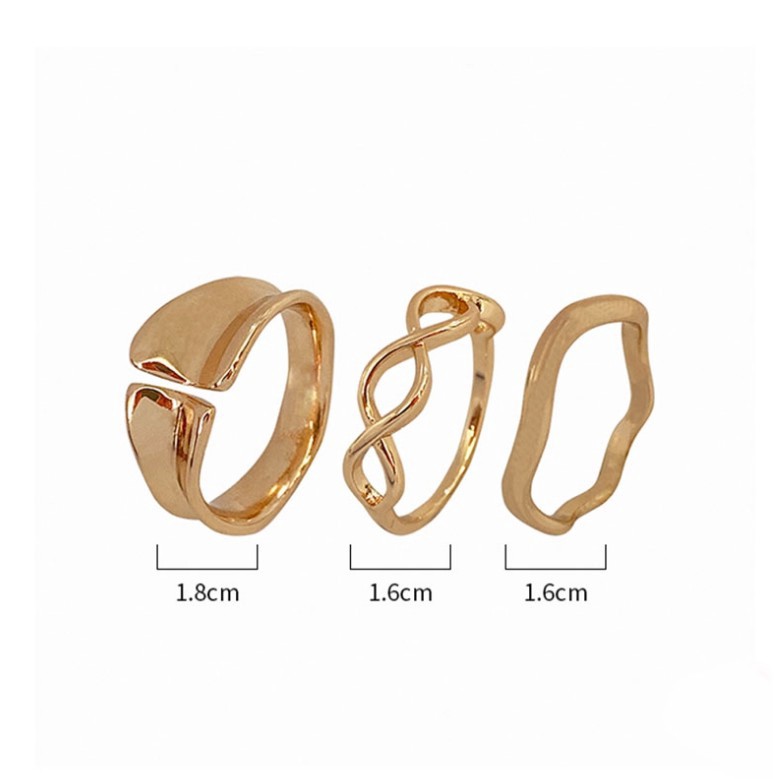 Bộ 3 nhẫn kiểu không đối xứng phong cách Hàn Quốc C56