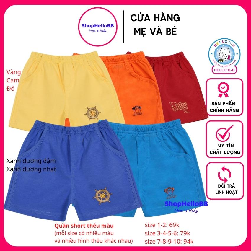 NHIỀU MÀU- đủ size Bé trai 6-29kg QUẦN SHORT THÊU MÀU size 1-10