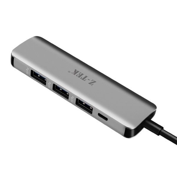 Hub chuyển OTG ZTEK ZY318 từ TypeC ra 4 cổng USB 3.0 và 1 cổng typeC (bạc)