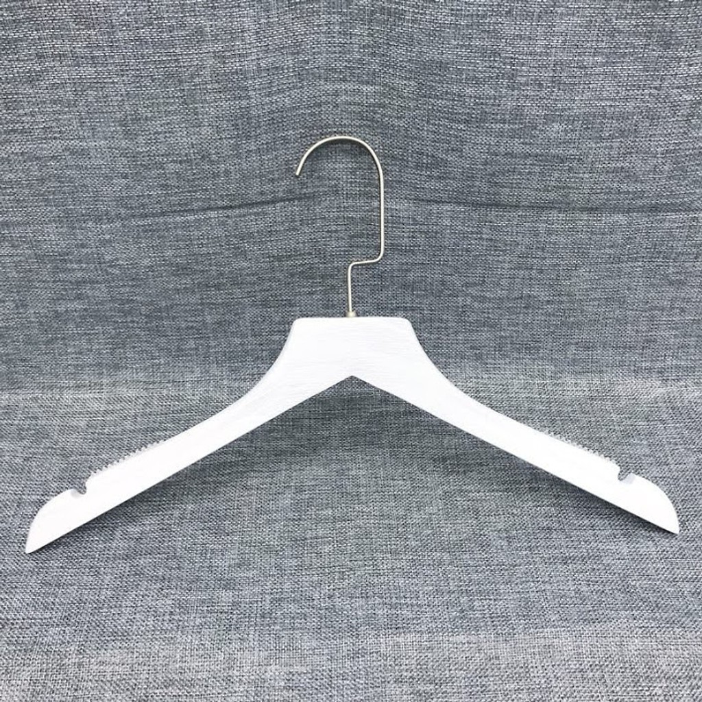 Bộ 10 Móc Gỗ trắng  Vai Đệm Đầu Móc Vàng 44cm