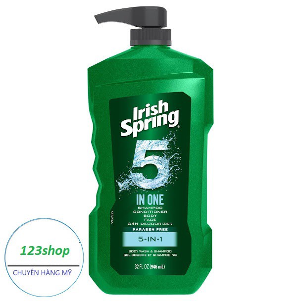 Sữa tắm gội toàn thân nam Irish Spring 5in1 Hair, Face, and Body Wash 946ml - Mỹ thumbnail