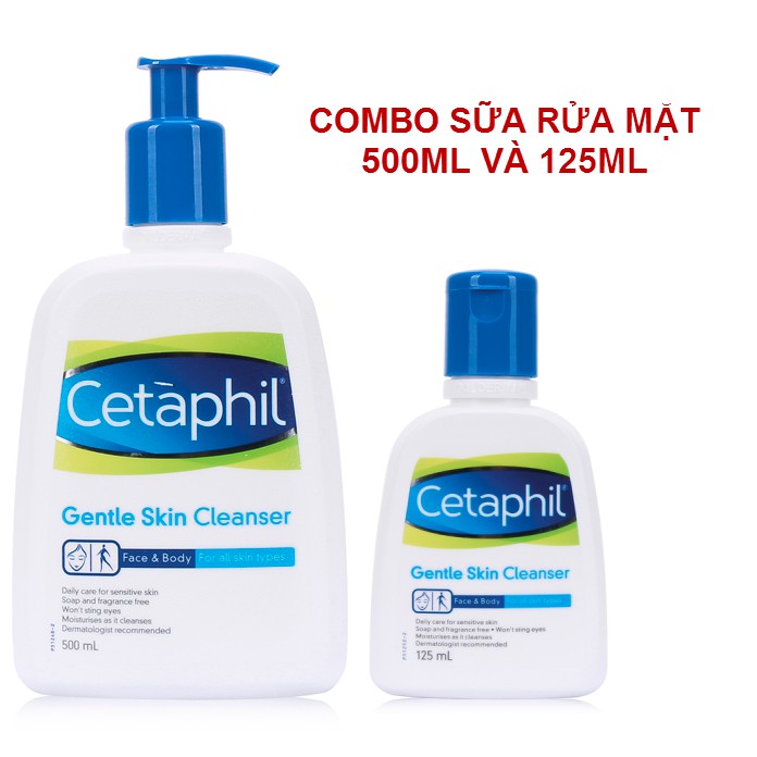 COMBO sữa rửa mặt 500ml và 125ml Cetaphil