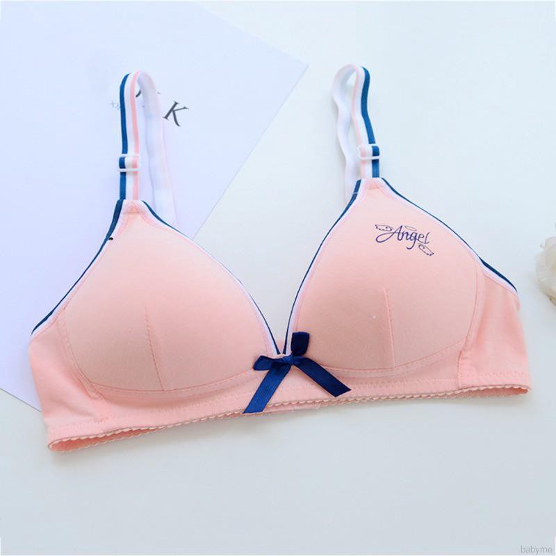 ♕ babyme ღ Girl Underwear Cotton A Cup Training Bras Teenage Fitness Bra 12-18Y