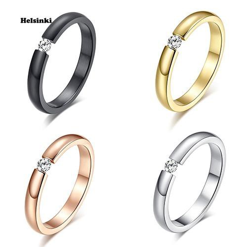 Nhẫn Cưới Thép Titan Đính Đá Thời Trang Cho Nữ, Kích Cỡ 6-12