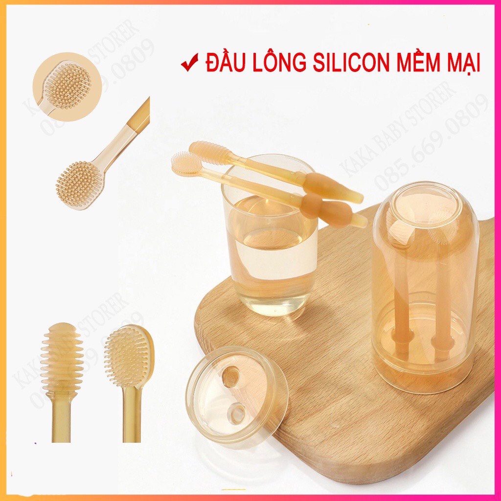 [Fullbox] Set Rơ Lưỡi Bàn Chải Silicon Cho Bé 0-18 tháng tuổi Bộ bàn chải cho bé Hot Tiktok