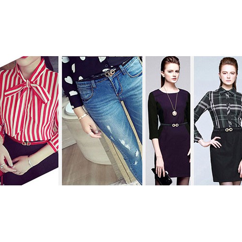 (SALE Khủng ) Thắt lưng dây nịt - nữ - da cao cấp mặt hợp kim mạ vàng 2 chữ AA cưc nữ tình ( sẵn dây đen )