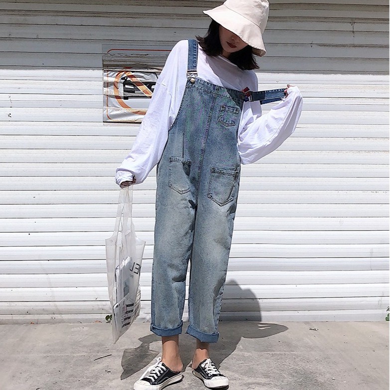 SUXI Quần Yếm Jean Phong Cách Hàn Quốc Dành Cho Nữ