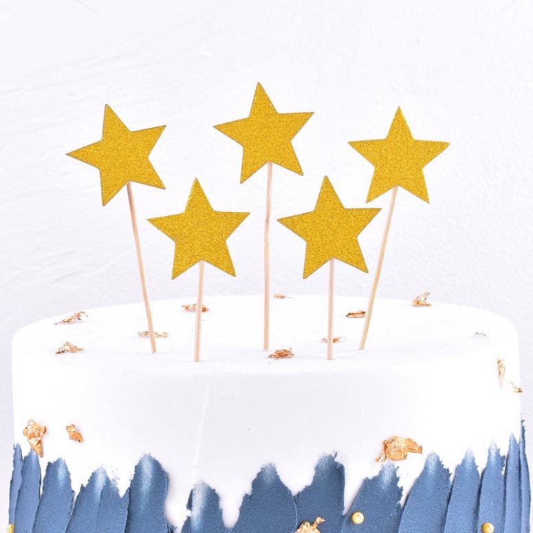Set 5 que cắm sao trang trí bánh kem, trang trí bánh sinh nhật