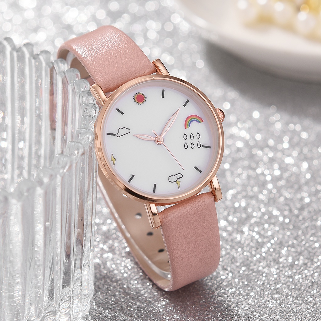 Đồng Hồ Quartz Chạy Kim Màu Hồng / Đen Kiểu Hàn Quốc
