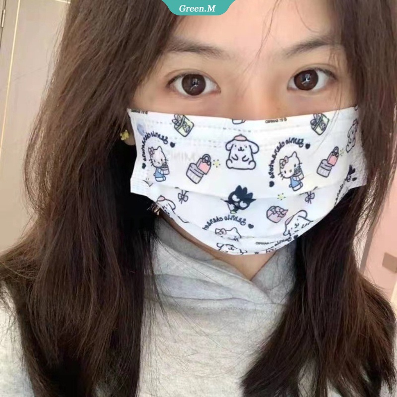 Set 40 Khẩu Trang In Hoạt Hình Sanrio Hello Kitty Dùng Một Lần Không Kèm Hộp