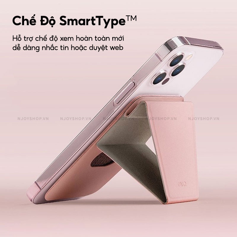 Ví Đựng Thẻ Uniq Lyft Hỗ Trợ Hít Nam Châm Từ Tính Không Dây Kiêm Giá Đỡ Da Tổng Hợp Tặng Miếng Dán Nam Châm Njoyshop