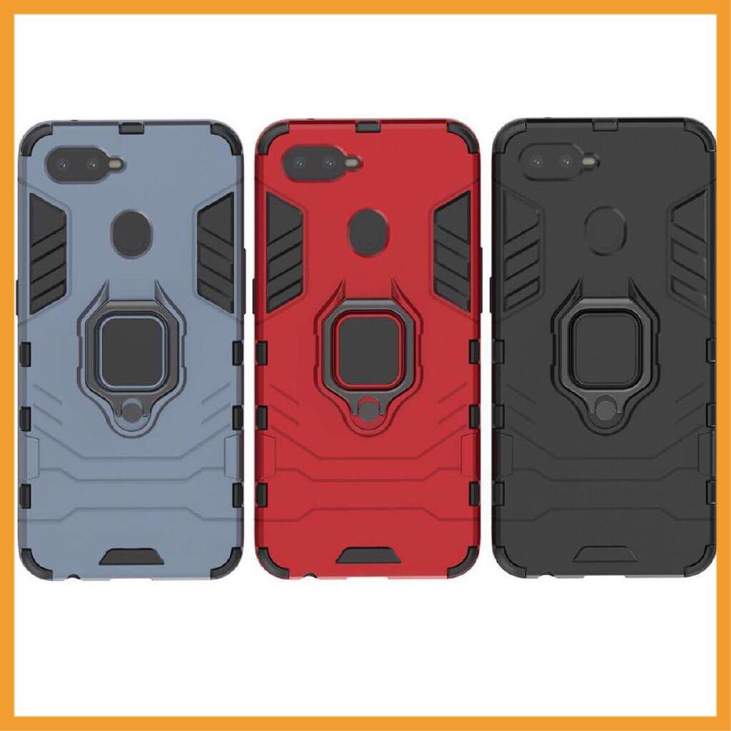 Ốp lưng Oppo A12 chống sốc Iron Man gắn giá đỡ iring hỗ trợ xem video, chống va đập mạnh