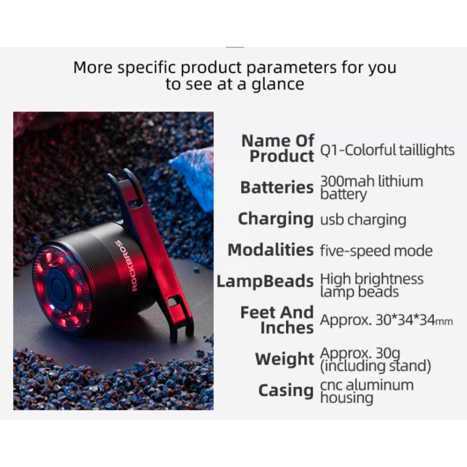 ROCKBROS ĐÈN HẬU Q1 ĐỔI MÀU CHÍNH HÃNG, PIN 30-50H LIÊN TỤC