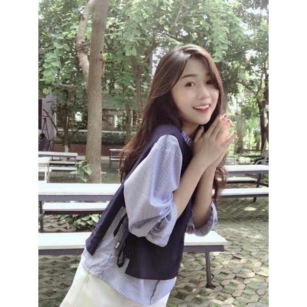 Áo kẻ kèm áo gile madeby Mullet