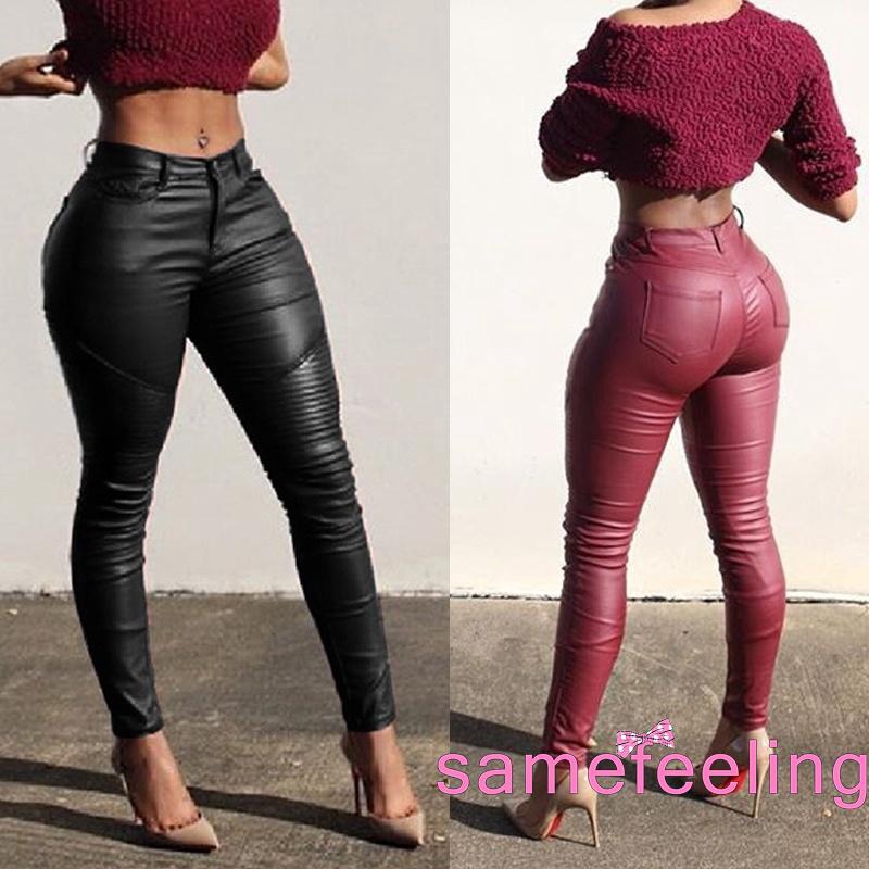 Quần legging giả da phối ren thời trang cho nữ