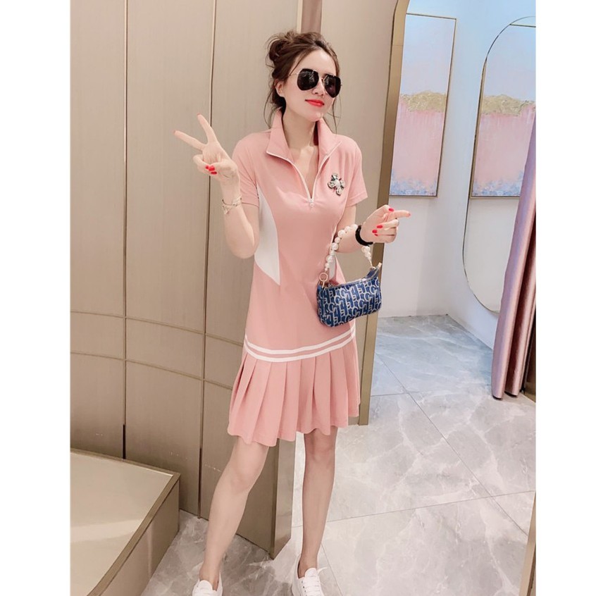 Đầm polo nữ bigsize váy đuôi cá logo đính đá Quảng Châu cao cấp D&R Fashion D049