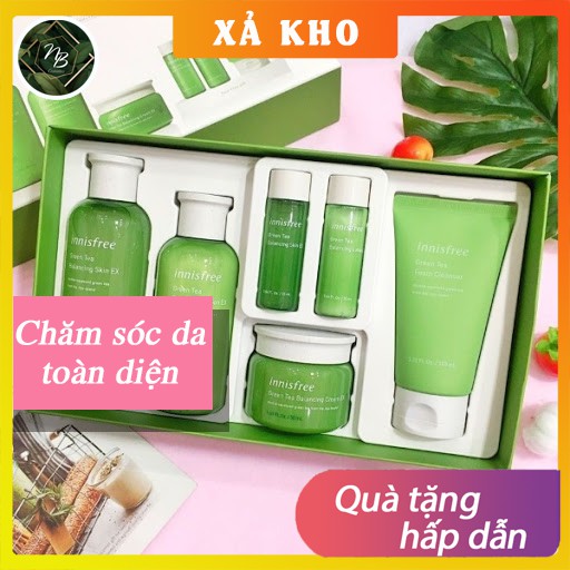 [Chính Hãng] XẢ KHO MÙA DỊCH BỘ DƯỠNG DA TRÀ XANH INNISFREE 6 MÓN SKIN CARE EX 2021