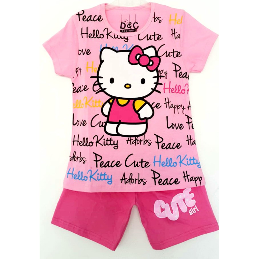 Set Đồ Bộ Dài Tay In Hình Hello Kitty Dễ Thương Cho Bé