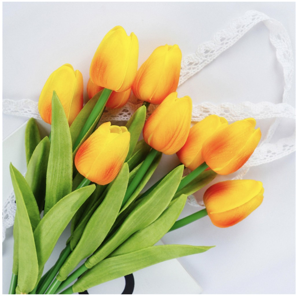 Hoa giả - Hoa tulip lá thẳng PU cao cấp - decor trang trí nhà cửa Lizflower