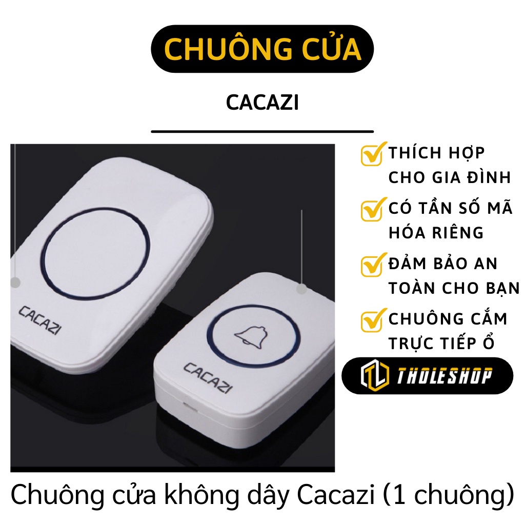 Chuông Cửa - Chuông Cửa Không Dây Cacazi, 38 Kiểu Chuông, 4 Mức Âm Lượng, Chống Nước 9472