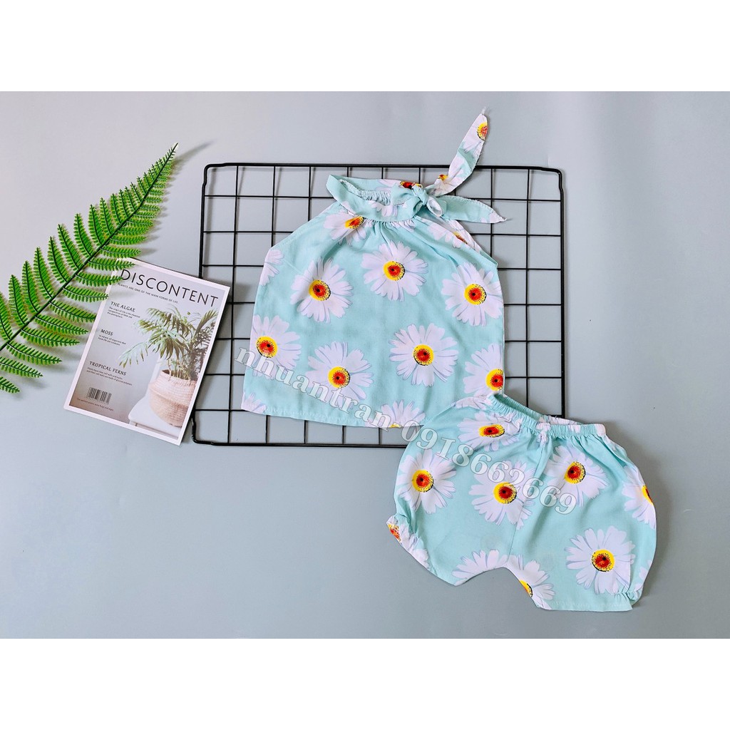 Bộ hè bé gái, chất lanh lụa (tole ) cao cấp loại 1, mẫu lanh yếm size 5-20kg