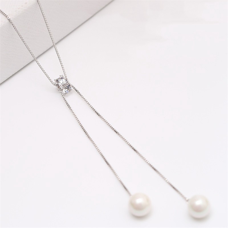 Fashion Accessories Kalung Jewelry Pendant Necklace Pearl Necklace Sweater Simple Long Necklace Women