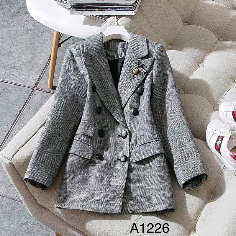 [ xả kho ] MiD Áo dạ kẻ thời thượng đính tag cao cấp A1226 Mie Design kèm ảnh thật