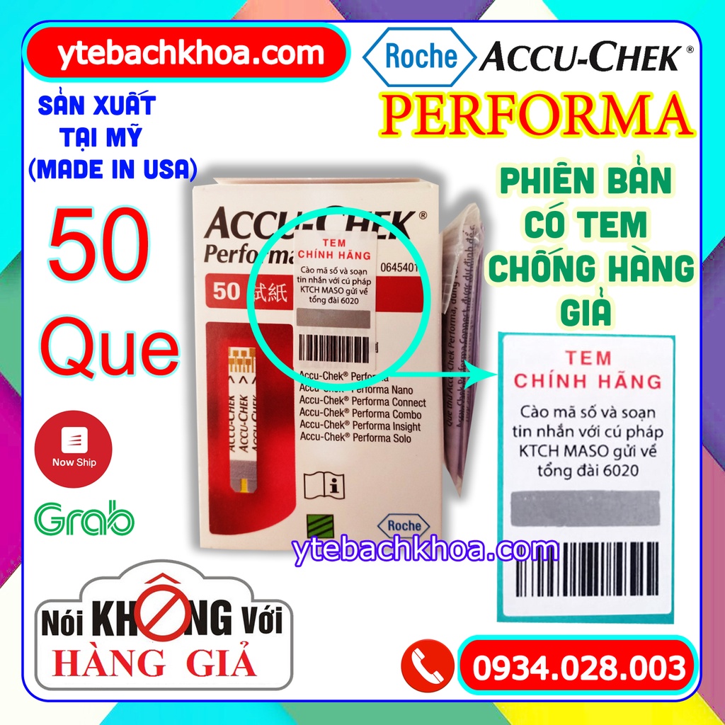 QUE THỬ ĐƯỜNG ACCUCHEK PERFORMA (50 QUE) HÀNG CHÍNH HÃNG