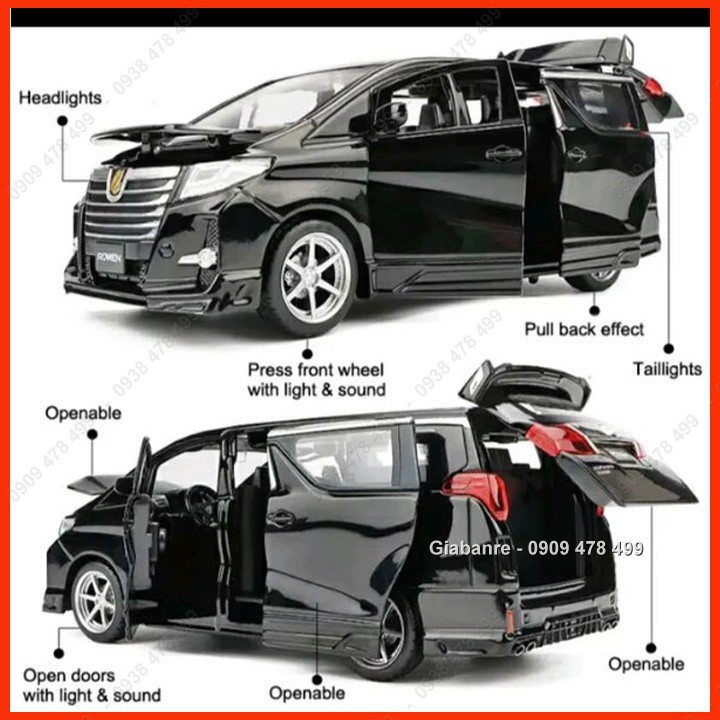 Mô Hình Kim Loại Xe Du Lịch Toyota Alphard Tỉ Lệ 1:32 - Rowen - 9877.5