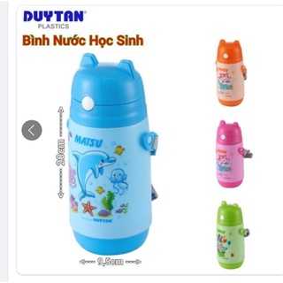 Bình nước đi học cho bé Duy Tân MATSU 400ml, bình học sinh có ống hút, dây đeo chéo