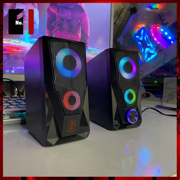 Loa Máy Tính Mini Để Bàn Led Rgb 2.0 ROBOT RS200 Loa Vi Tính Laptop Gaming Âm Thanh Hay Bass Lớn Có Dây