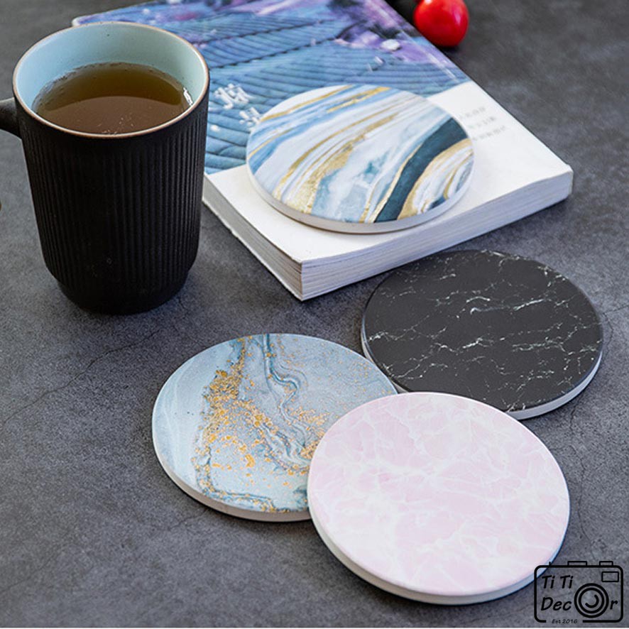 Dĩa vân cẩm thạch marble  FREESHIP  phụ kiện chụp ảnh, tấm lót ly trang trí bàn ăn homedecor Titi Decor