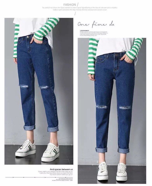 [CÓ SIZE ĐẠI] Quần Jean Baggy Boyfriend rách gối. hình chụp thật 100% kèm feedback | BigBuy360 - bigbuy360.vn