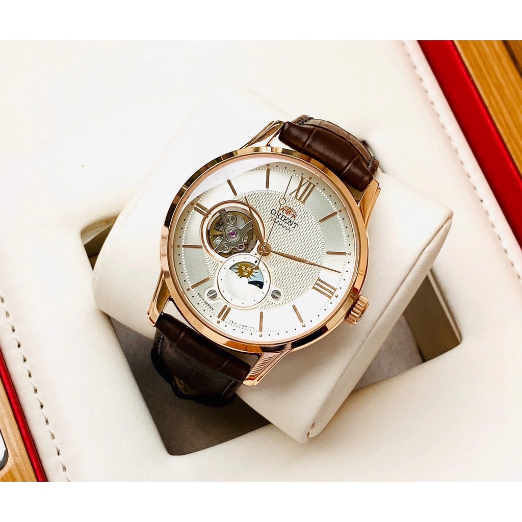 Đồng hồ nam chính hãng Orient Sun.Moon Gen 4 RA-AS0009S10B  Rose Gold - Máy cơ tự động - Kính Sapphire