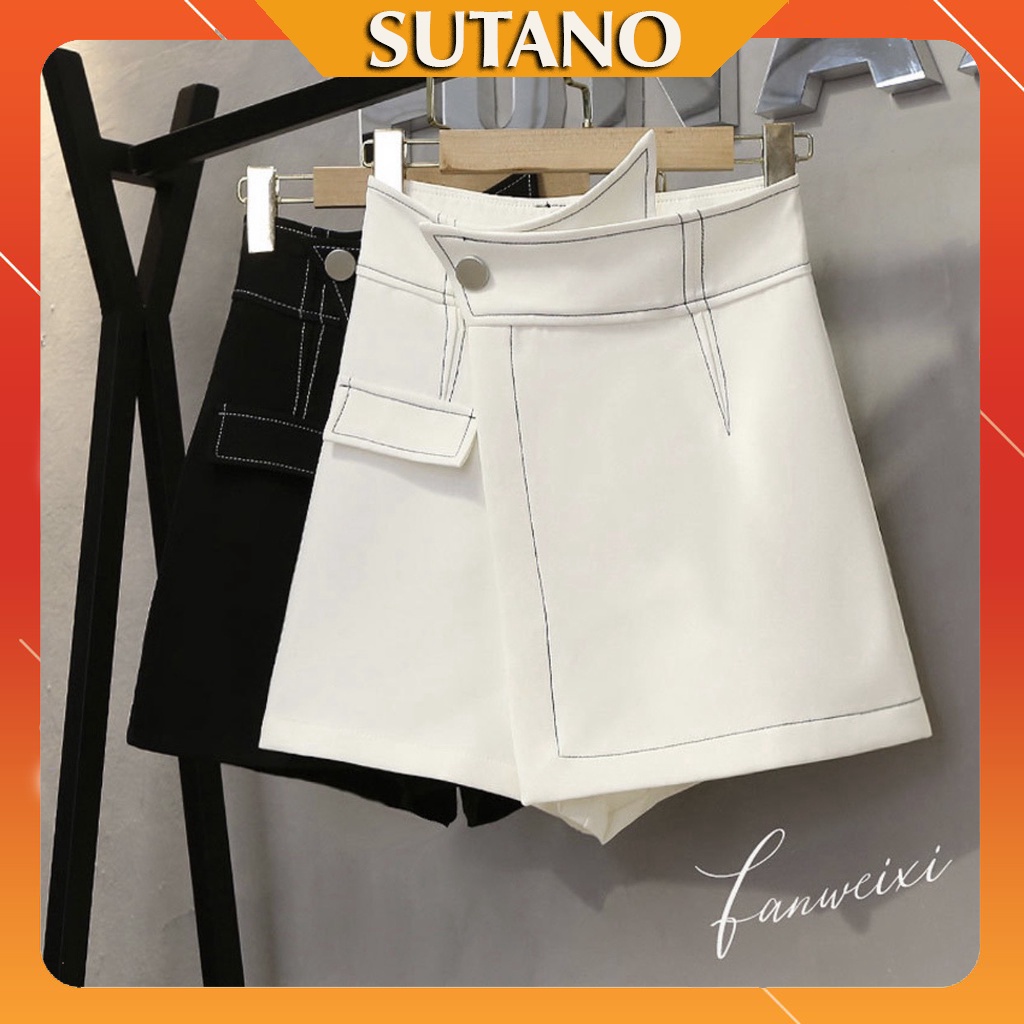 Chân váy chữ A -quần giả váy thiết kế cực xinh - đính cúc - cạp lệch - may lộ chỉ chất liệu đẹp CV435 SUTANO