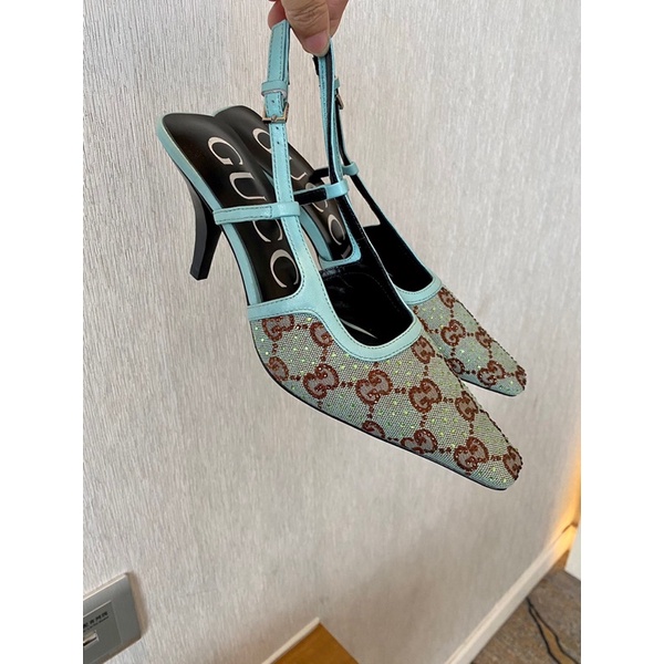 Giày cao gót mũi vuông dài quai hậu thương hiệu Gucci GC cao cấp mẫu 2022