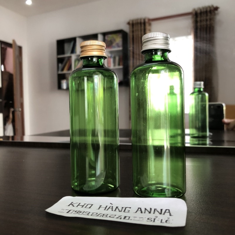 CHAI NHỰA XANH NẮP NHỌN NHỎ GIỌT 100ml / 50ml / 30ml - Chai lọ Chiết Mỹ phẩm Trong suốt nắp nhôm / nắp bật / xịt sương