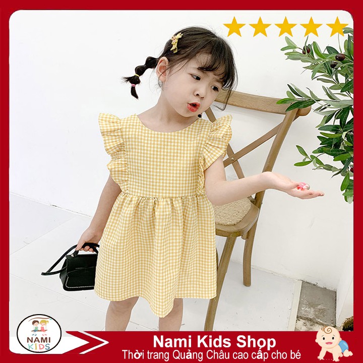 Váy cánh tiên cho bé gái họa tiết caro dịu dàng dễ thương hàng quảng châu