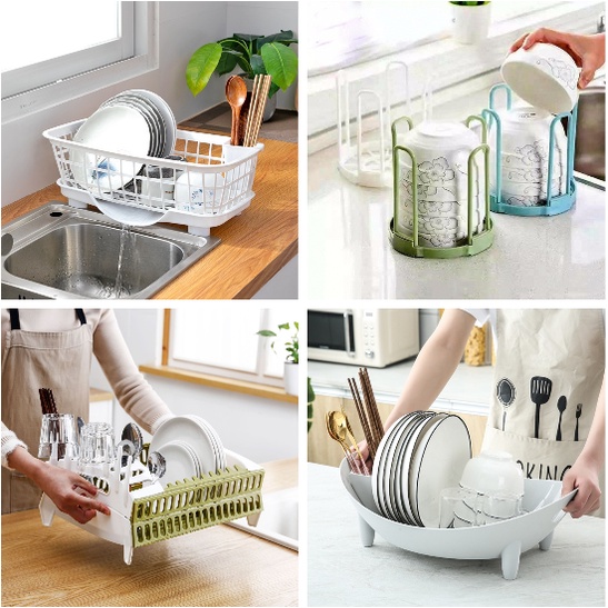 RỔ ÚP CHÉN DĨA CÓ KHAY ĐỰNG NƯỚC, GẤP GỌN ĐA NĂNG [SALE]