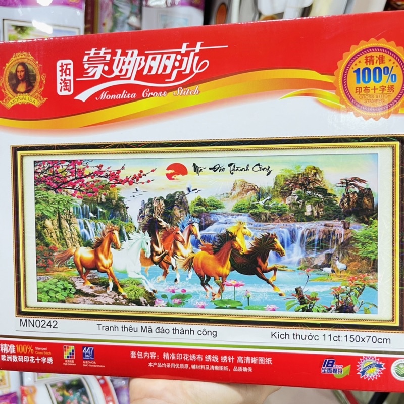 Tranh Thêu Mã Đáo Thành Công Thêu Kín Mn0242,Mn0243