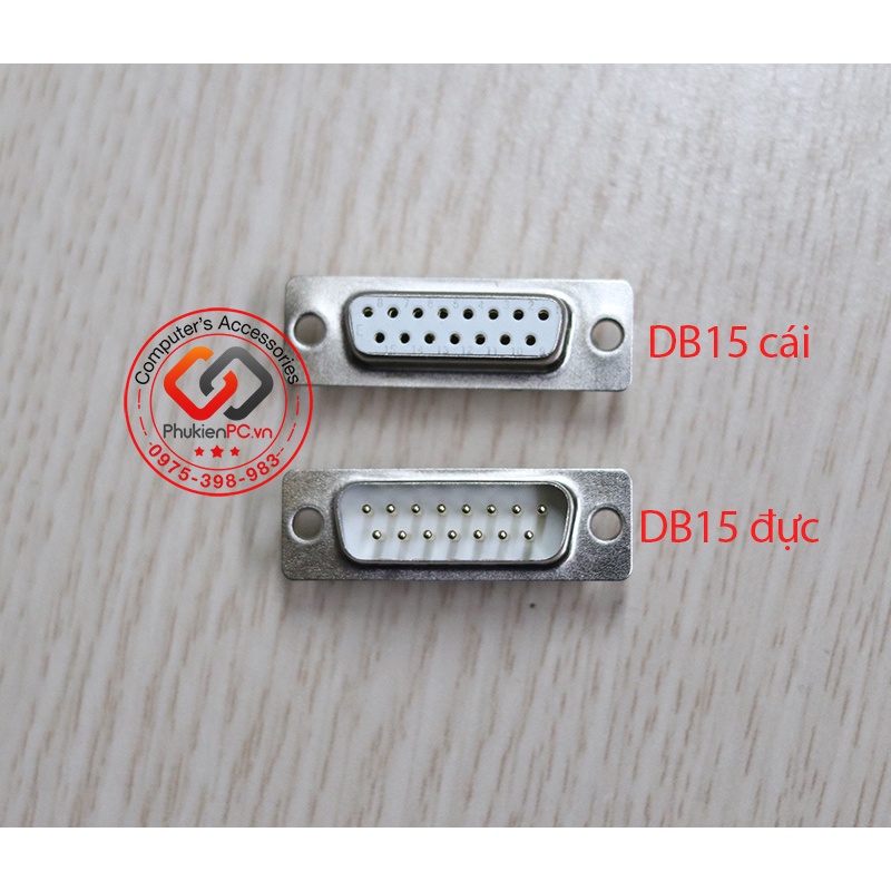 Đầu hàn DB15  mạ vàng 5U kèm vỏ ốp kim loại. Nối cáp COM máy công nghiệp CNC, tạo cáp DB15 sang DB9, DB25, DB37