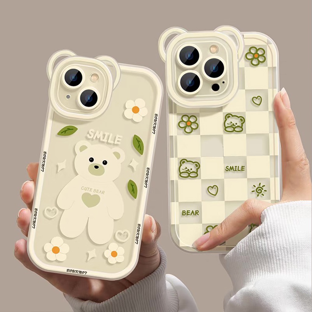 Ốp lưng iphone tai gấu đẹp cặp đôi smile x xsmax 11 12 13 pro max 7 8 Plus