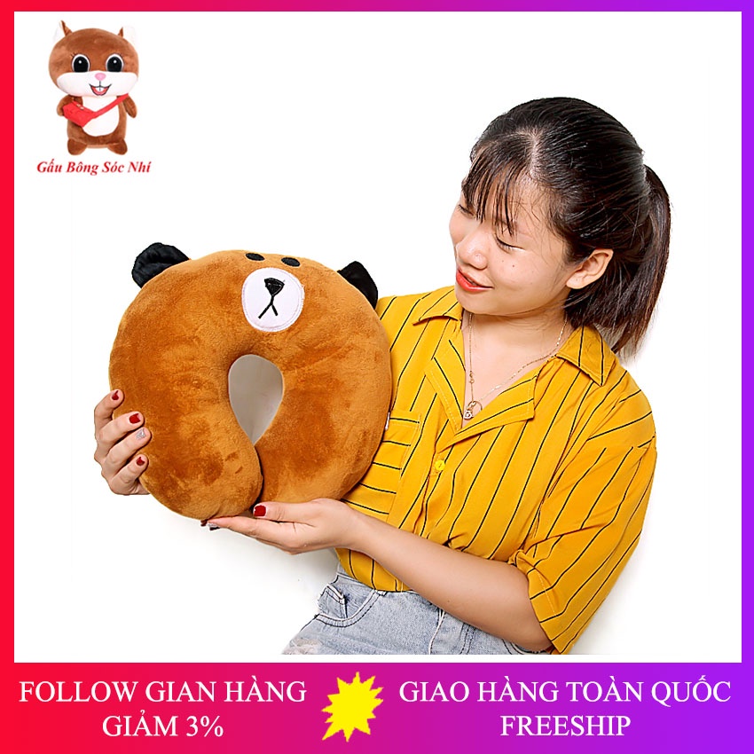 Gối Kê Cổ Chữ U Brown  FREESHIP  Gấu Bông Sóc Nhí