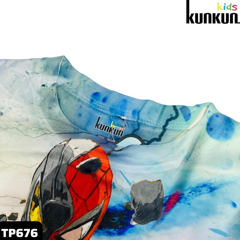 Đồ bộ bé trai KUNKUN TP676 tay ngắn in hình người nhện spiderman chất thun lạnh thoáng mát size từ 10-60kg