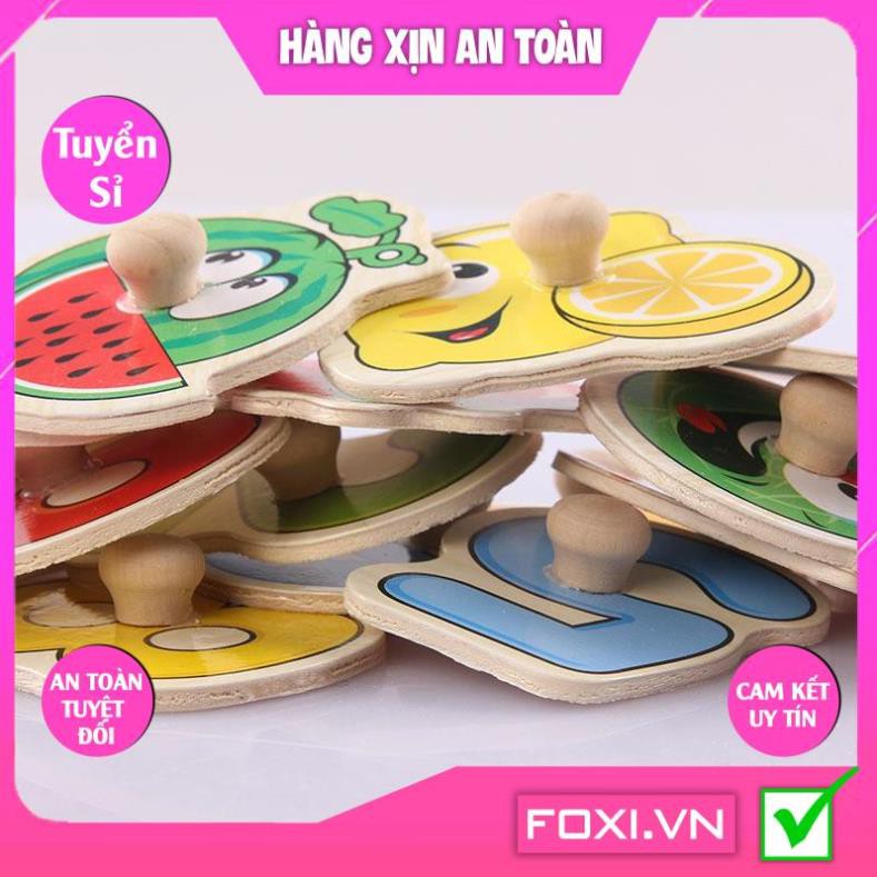 Bảng núm chữ và hình thông minh Foxi-Phát triển khả năng ghi nhớ-tưởng tượng-suy luận-logic-Đồ chơi gỗ an toàn cho bé