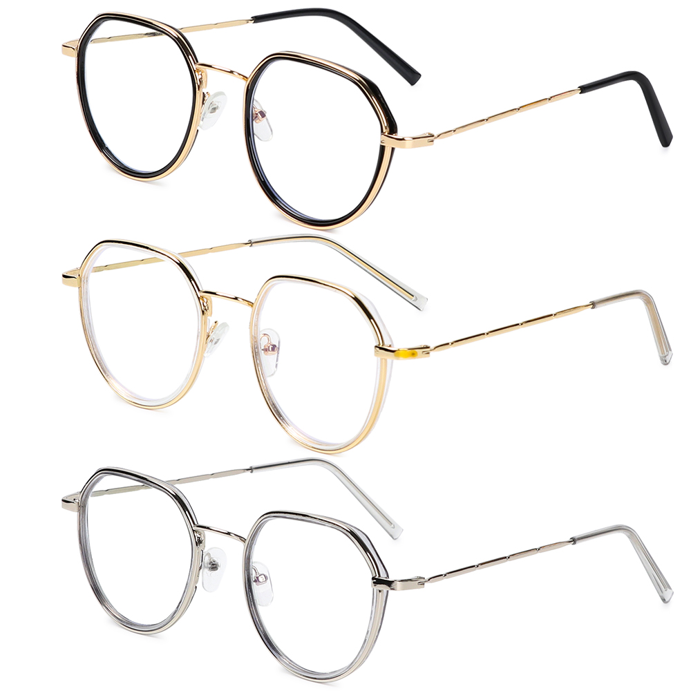 Mắt Kính Gọng Tròn Chống Bức Xạ Phong Cách Cổ Điển Thời Trang Unisex Đen/Đen