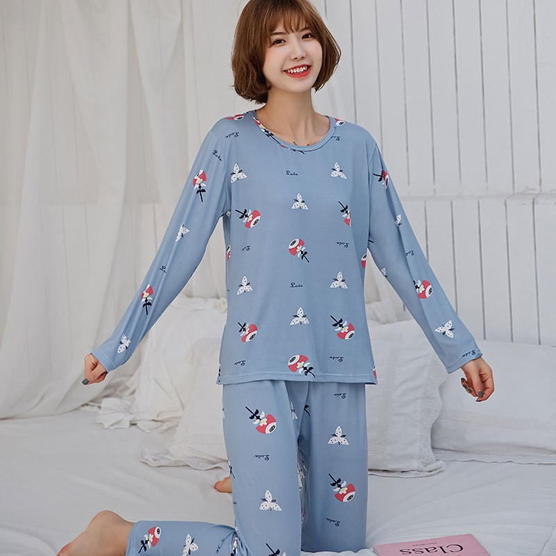 Bộ đồ ngủ nữ mùa thu đông xuân hè quần áo dài tay - Đồ mặc nhà nữ vải co giãn mùa đông dáng Hàn Quốc dễ thương BĐN05