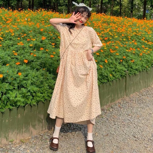 [Mã WASTMAY giảm 15% tối đa 30K đơn 150K] (ORDER) Váy hoa nhí dài tay thu ulzzang / Đầm vintage dáng dài | BigBuy360 - bigbuy360.vn