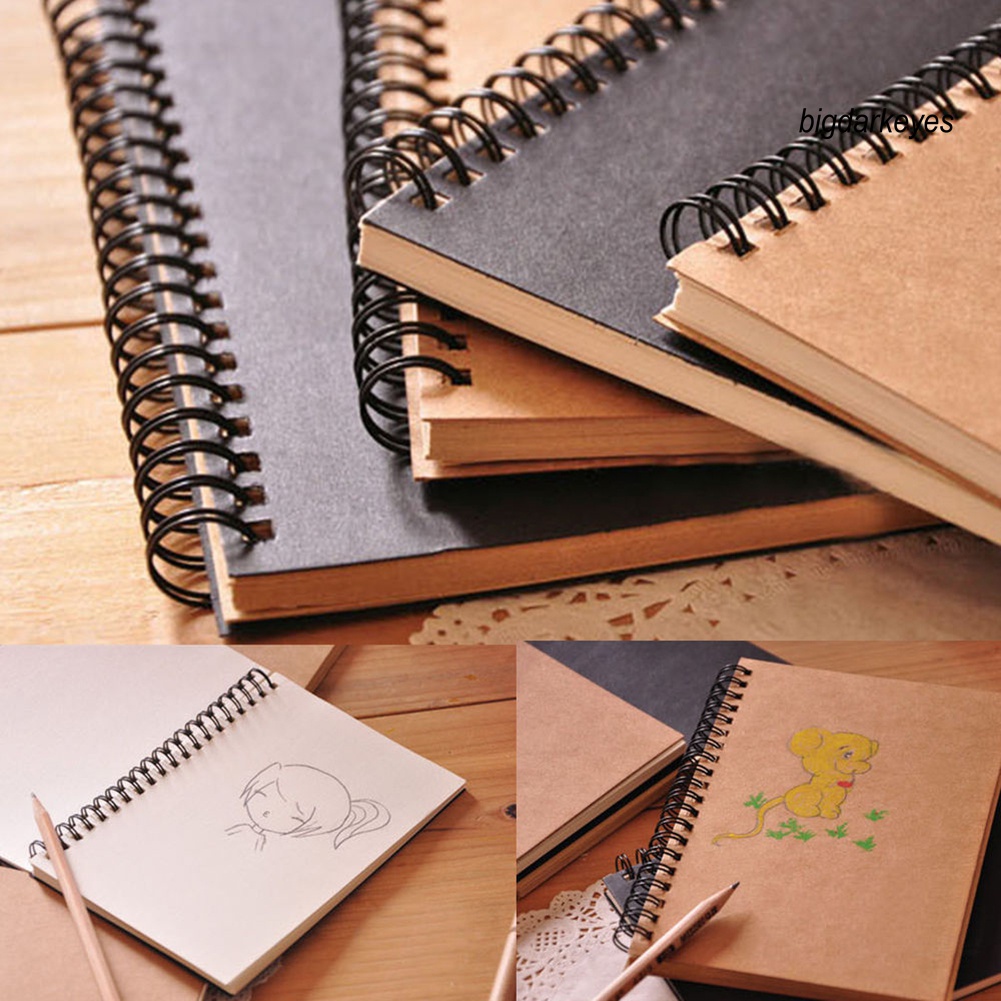 Sổ Tay Giấy Kraft Thiết Kế Dạng Xoắn Ốc Phong Cách Retro
